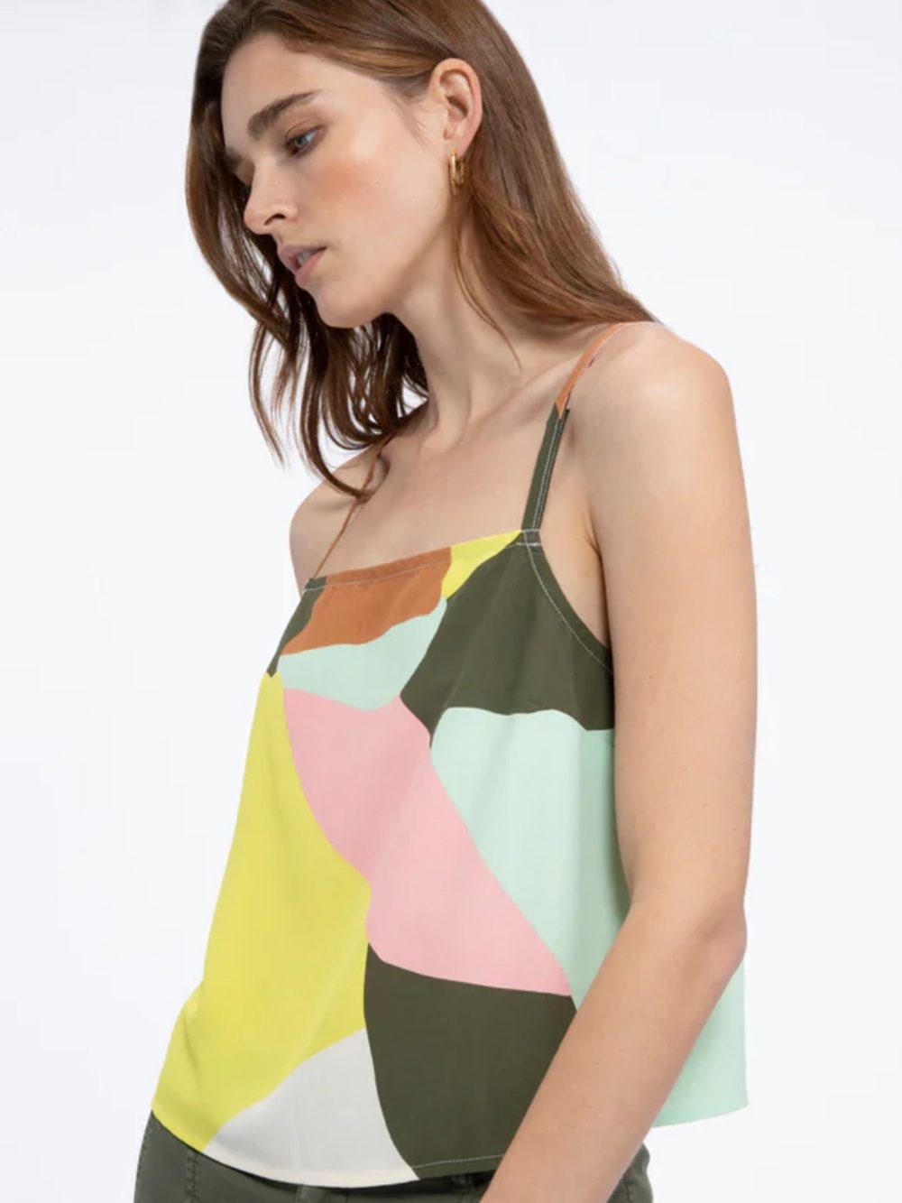 Sanctuary ColorBlock Forever Field Spaghetti Strap Tank Top  Size L